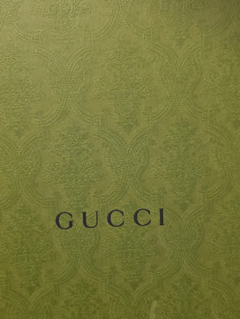 Gucci Men's Green Shoe Box. With Wrapping Paper,Embossed paisle Pattern 14.5×8in